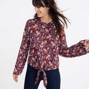 Madewell Bell-Sleeve Tie Top in Antique Flora NWOT